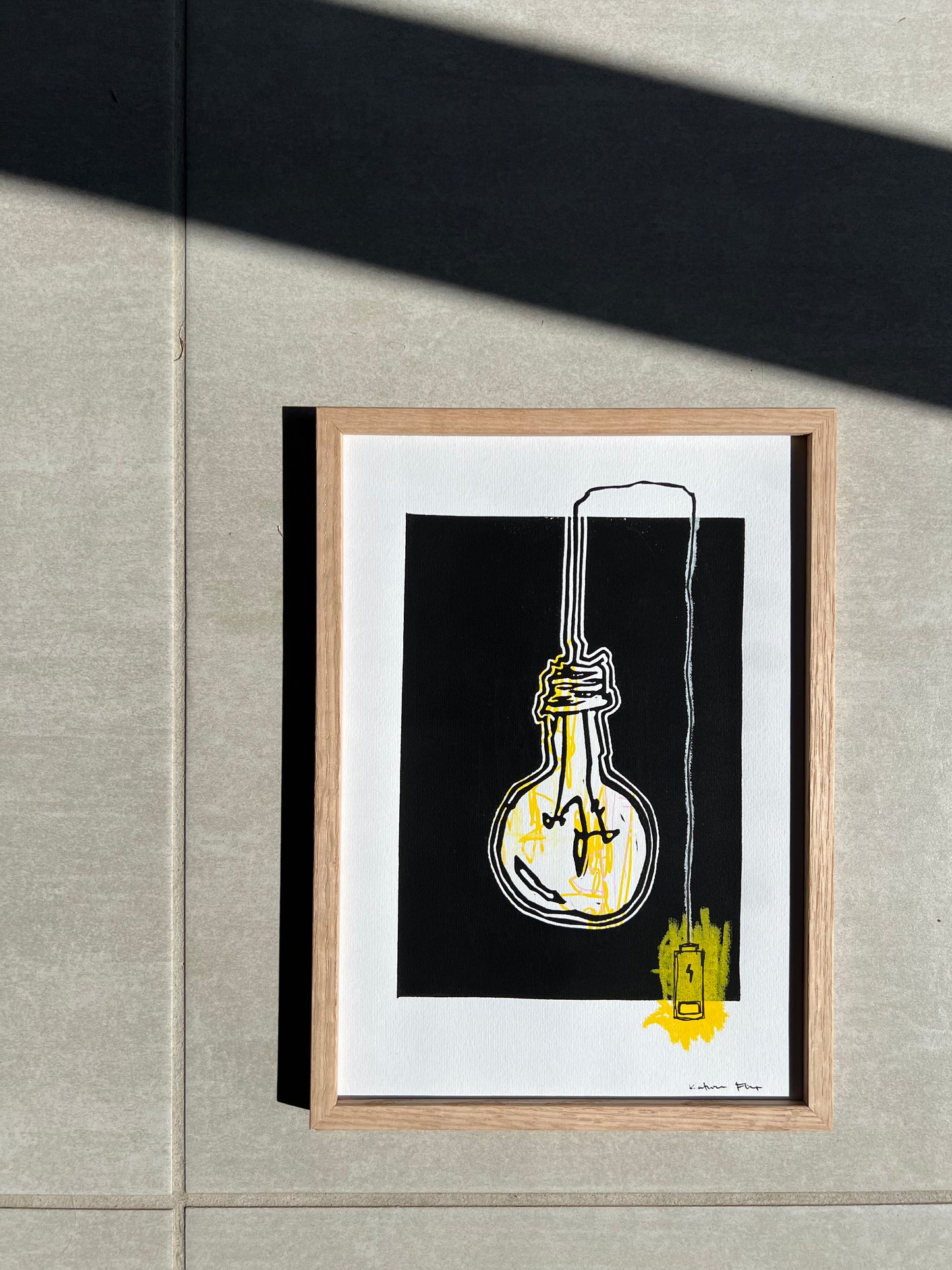 Pære, gul med batteri