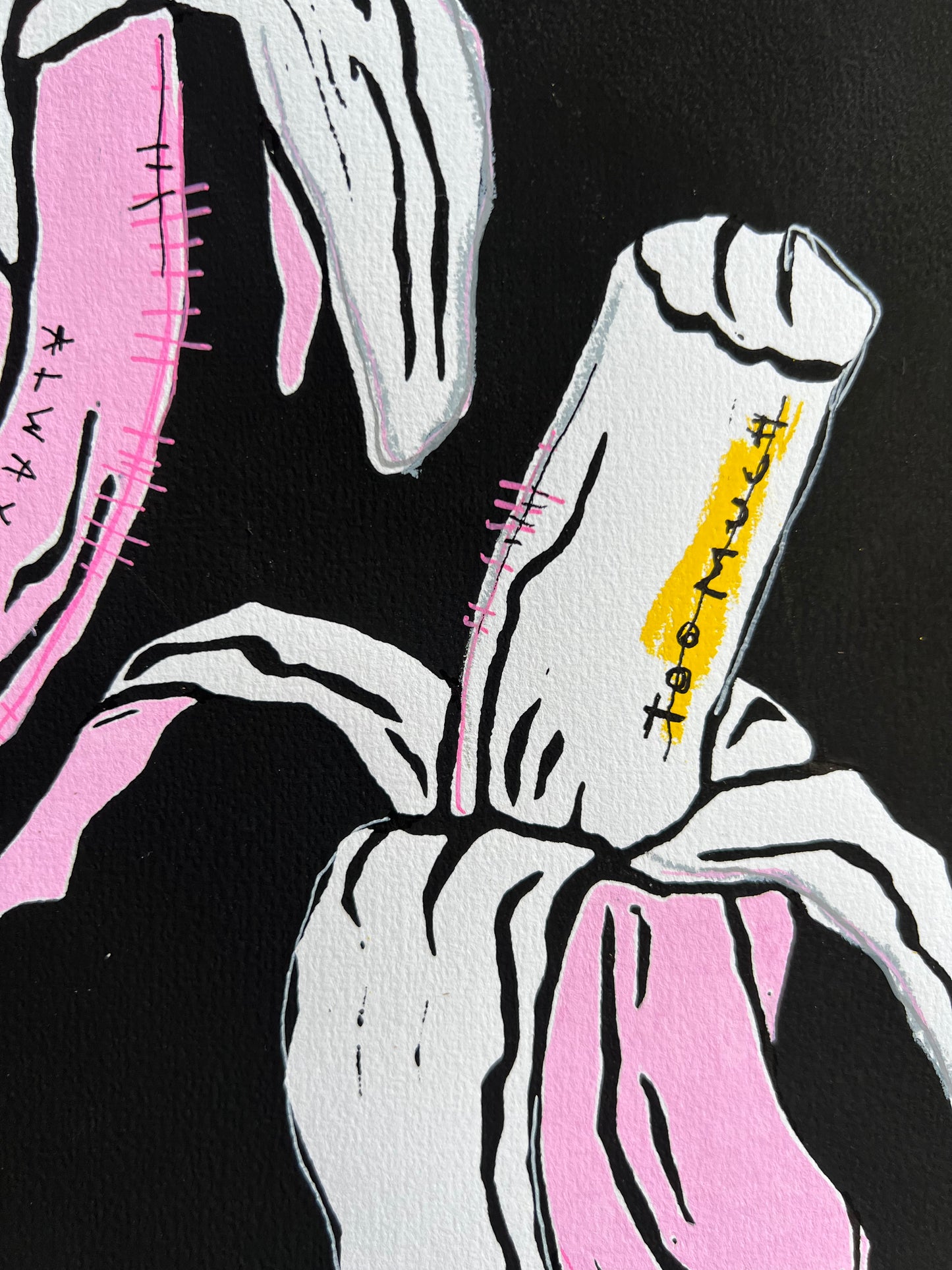 Bananer med lyserøde detaljer