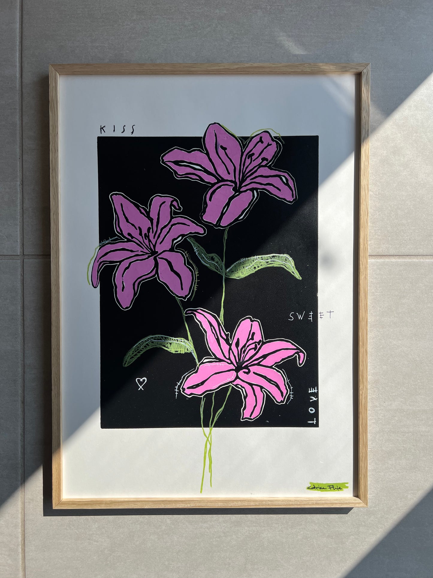 Liljer (grøn/lyserød)